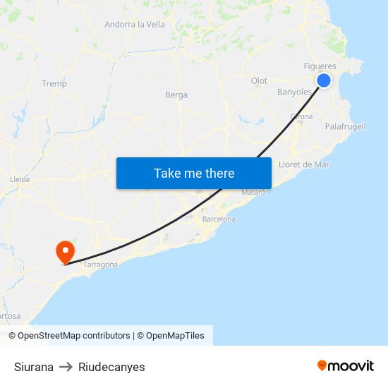 Siurana to Riudecanyes map
