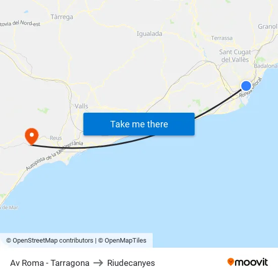 Av Roma - Tarragona to Riudecanyes map