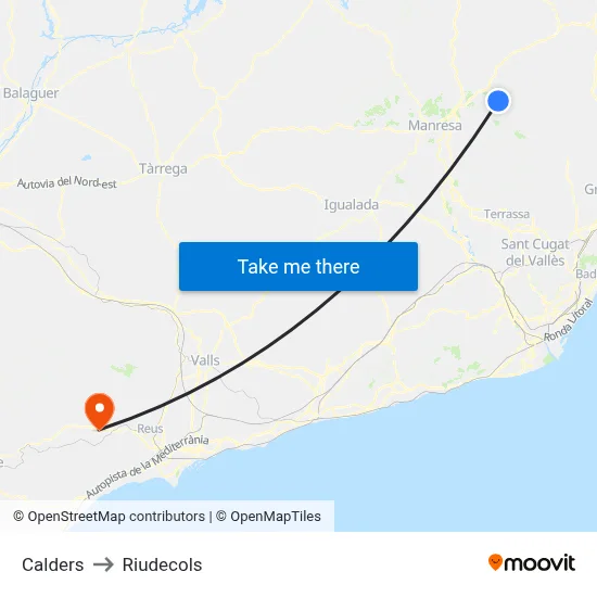 Calders to Riudecols map