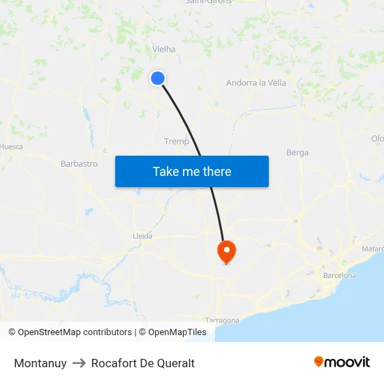 Montanuy to Rocafort De Queralt map