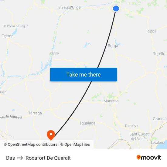 Das to Rocafort De Queralt map