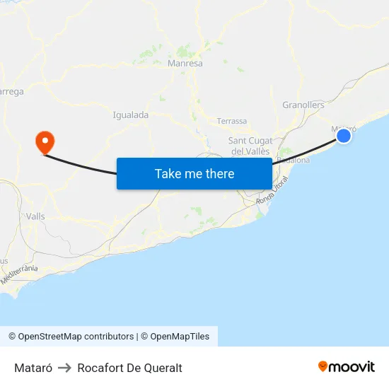 Mataró to Rocafort De Queralt map