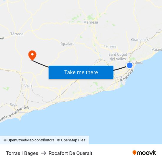 Torras I Bages to Rocafort De Queralt map