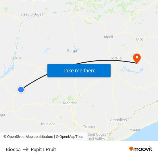 Biosca to Rupit I Pruit map