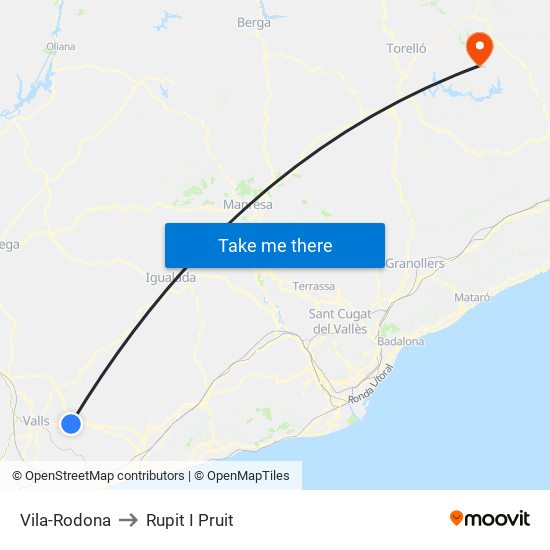 Vila-Rodona to Rupit I Pruit map