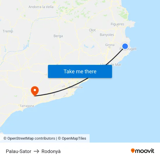 Palau-Sator to Rodonyà map