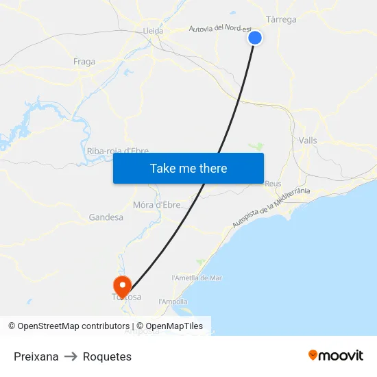 Preixana to Roquetes map