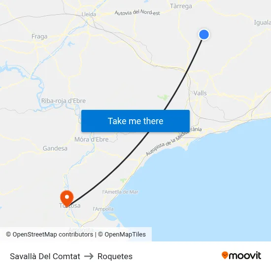 Savallà Del Comtat to Roquetes map