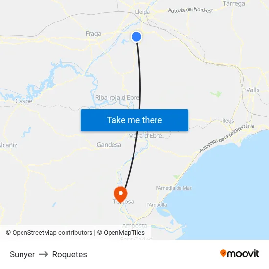Sunyer to Roquetes map