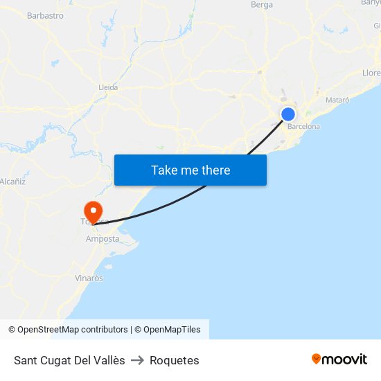 Sant Cugat Del Vallès to Roquetes map