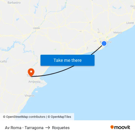 Av Roma - Tarragona to Roquetes map
