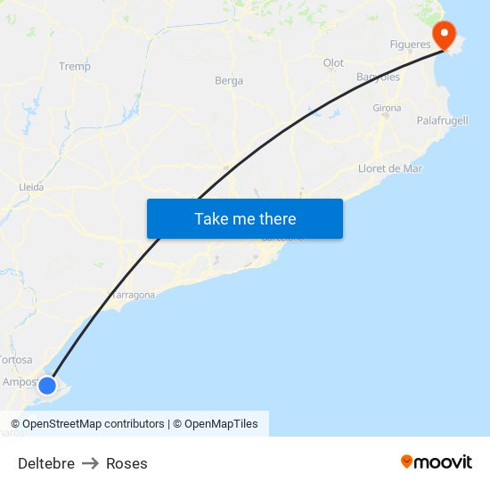 Deltebre to Roses map