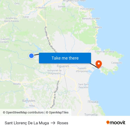 Sant Llorenç De La Muga to Roses map