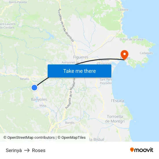 Serinyà to Roses map