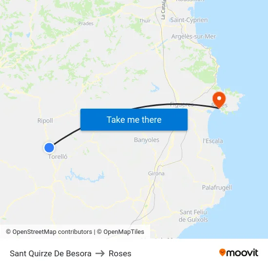 Sant Quirze De Besora to Roses map