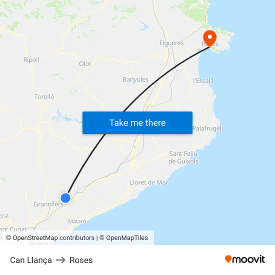 Can Llança to Roses map