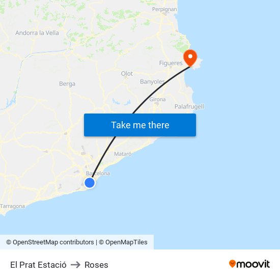 El Prat Estació to Roses map