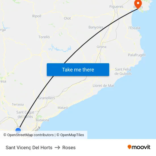 Sant Vicenç Del Horts to Roses map