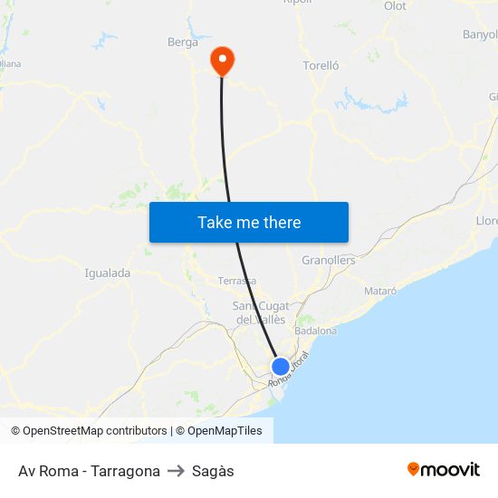 Av Roma - Tarragona to Sagàs map