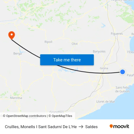 Cruïlles, Monells I Sant Sadurní De L'He to Saldes map