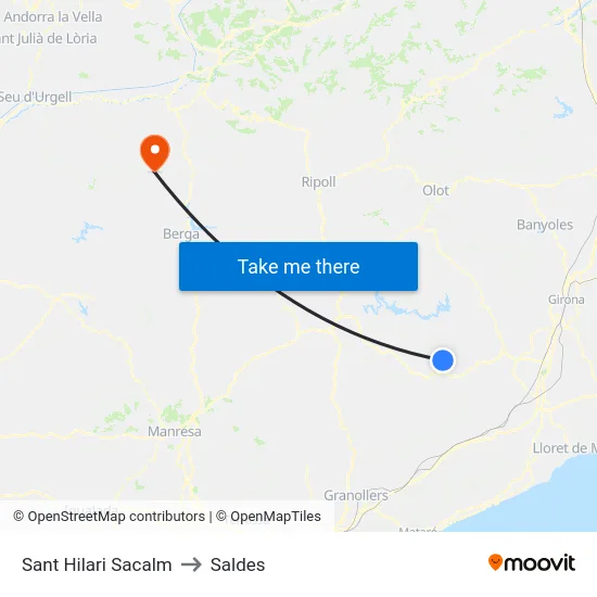 Sant Hilari Sacalm to Saldes map