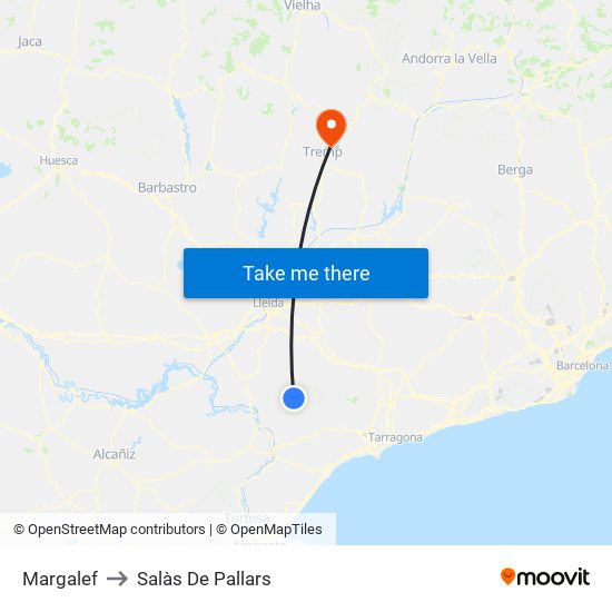 Margalef to Salàs De Pallars map