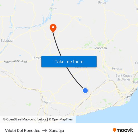 Vilobí Del Penedès to Sanaüja map