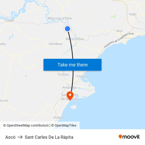 Ascó to Sant Carles De La Ràpita map