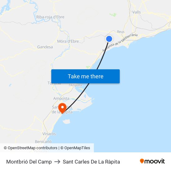 Montbrió Del Camp to Sant Carles De La Ràpita map