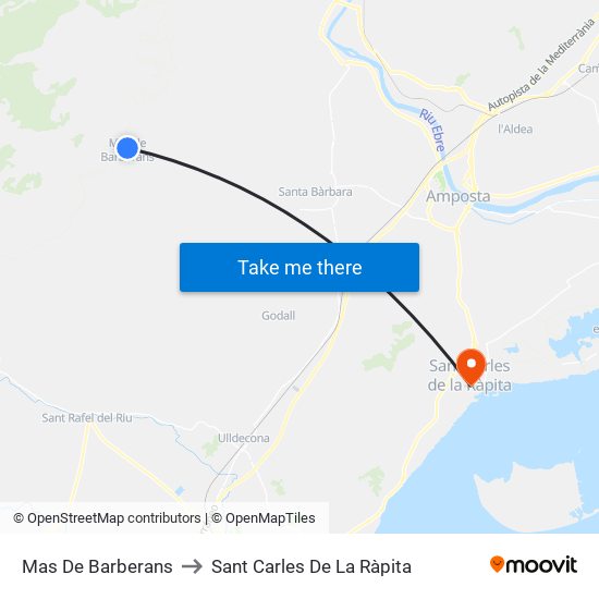 Mas De Barberans to Sant Carles De La Ràpita map