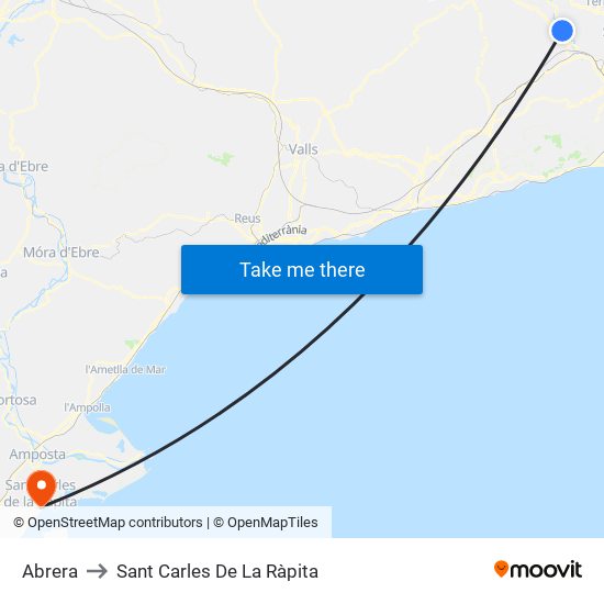 Abrera to Sant Carles De La Ràpita map