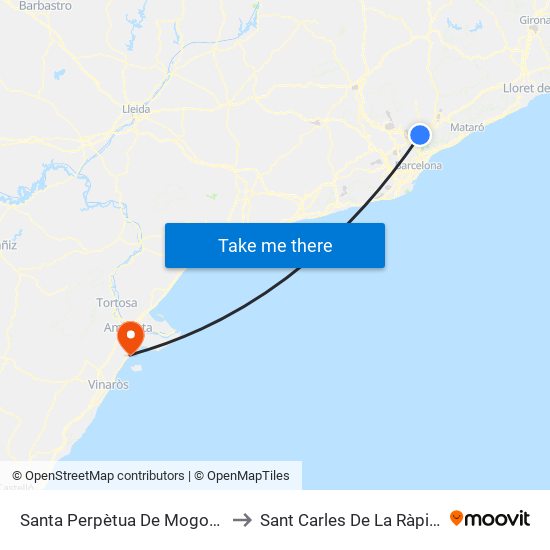 Santa Perpètua De Mogoda to Sant Carles De La Ràpita map