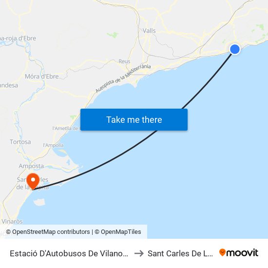 Estació D'Autobusos De Vilanova I La Geltrú to Sant Carles De La Ràpita map