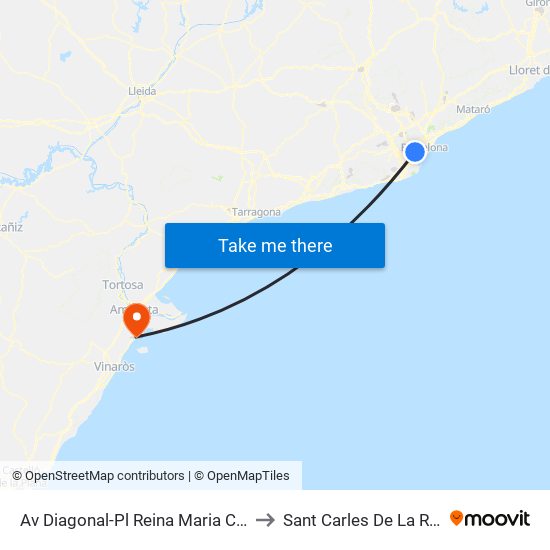Av Diagonal-Pl Reina Maria Cristina to Sant Carles De La Ràpita map