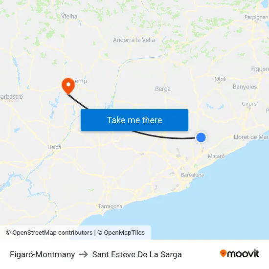 Figaró-Montmany to Sant Esteve De La Sarga map