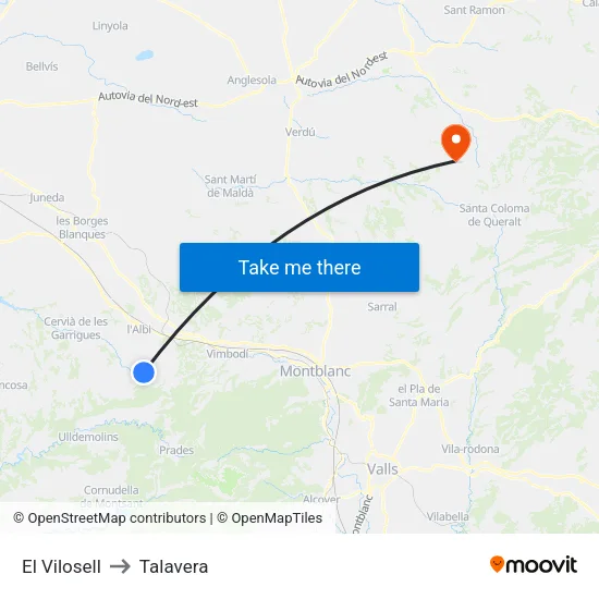 El Vilosell to Talavera map