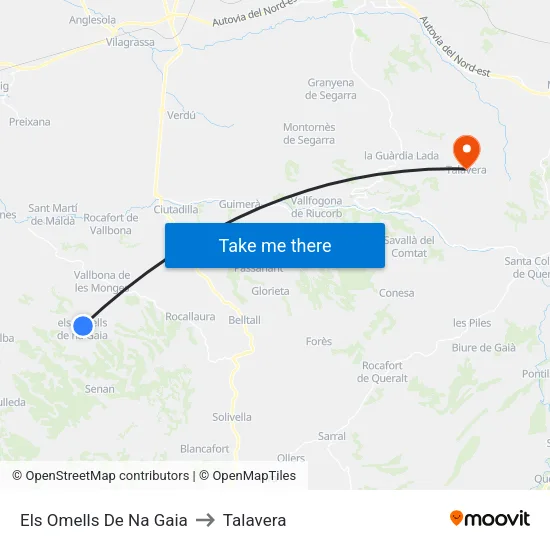 Els Omells De Na Gaia to Talavera map