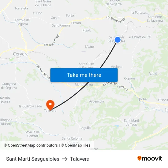 Sant Martí Sesgueioles to Talavera map