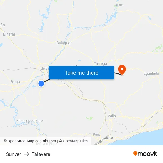 Sunyer to Talavera map