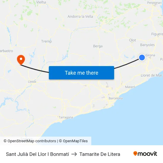 Sant Julià Del Llor I Bonmatí to Tamarite De Litera map
