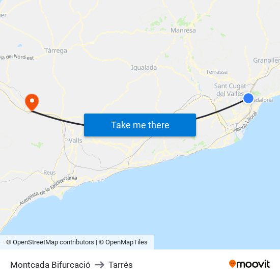 Montcada Bifurcació to Tarrés map
