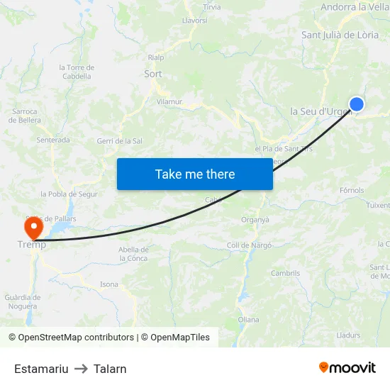 Estamariu to Talarn map