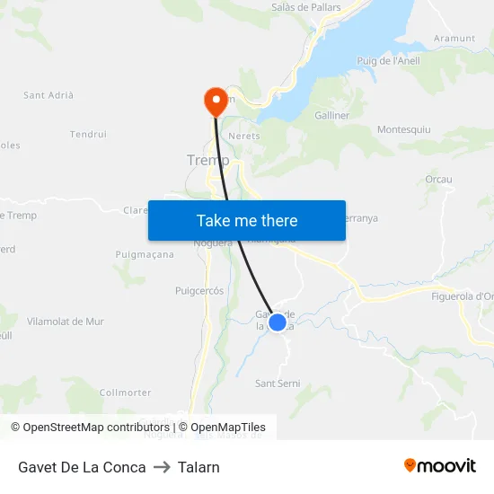 Gavet De La Conca to Talarn map