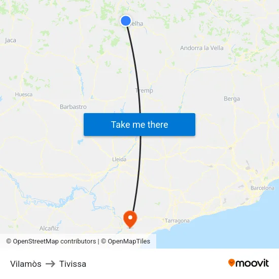 Vilamòs to Tivissa map