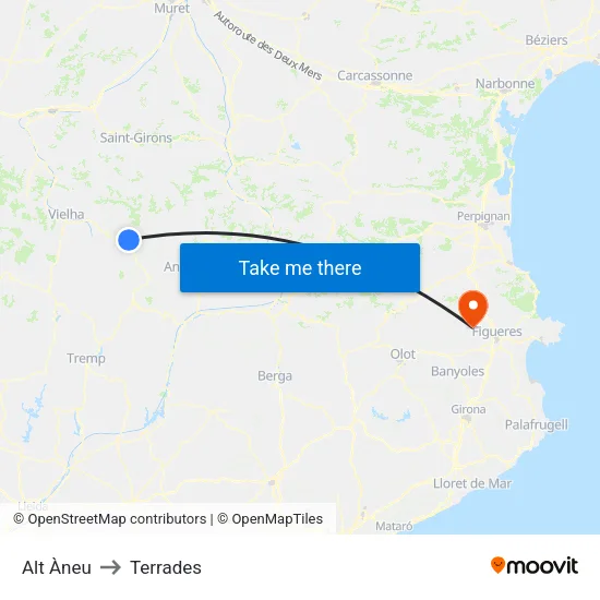 Alt Àneu to Terrades map
