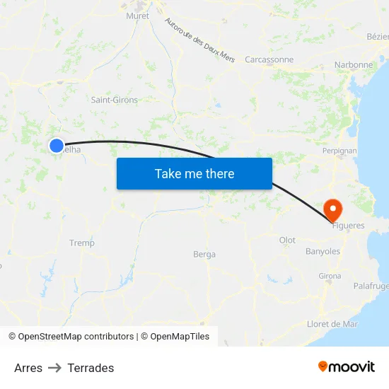 Arres to Terrades map