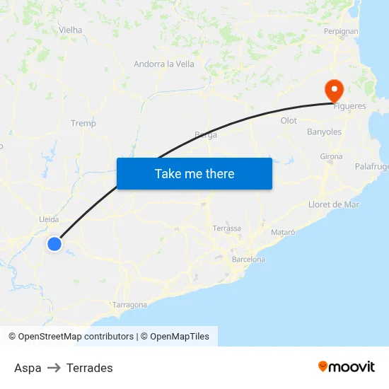 Aspa to Terrades map