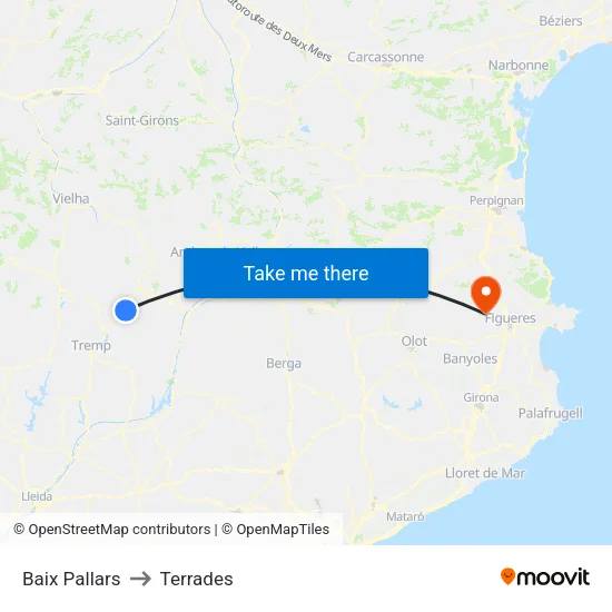 Baix Pallars to Terrades map