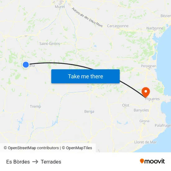 Es Bòrdes to Terrades map
