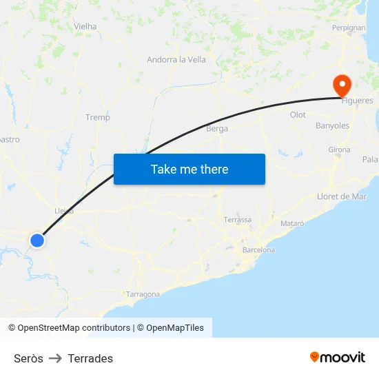 Seròs to Terrades map